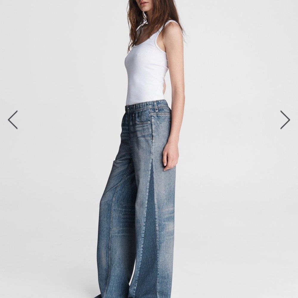 Rag & Bone Miramar Wide Leg Printed Terry Tromp L'oeil Pant medium in moonrise.